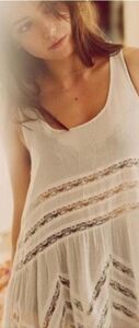 Intimately Free People Ivory Polka Dot Lace Voile Trapeze Casual Dress Small